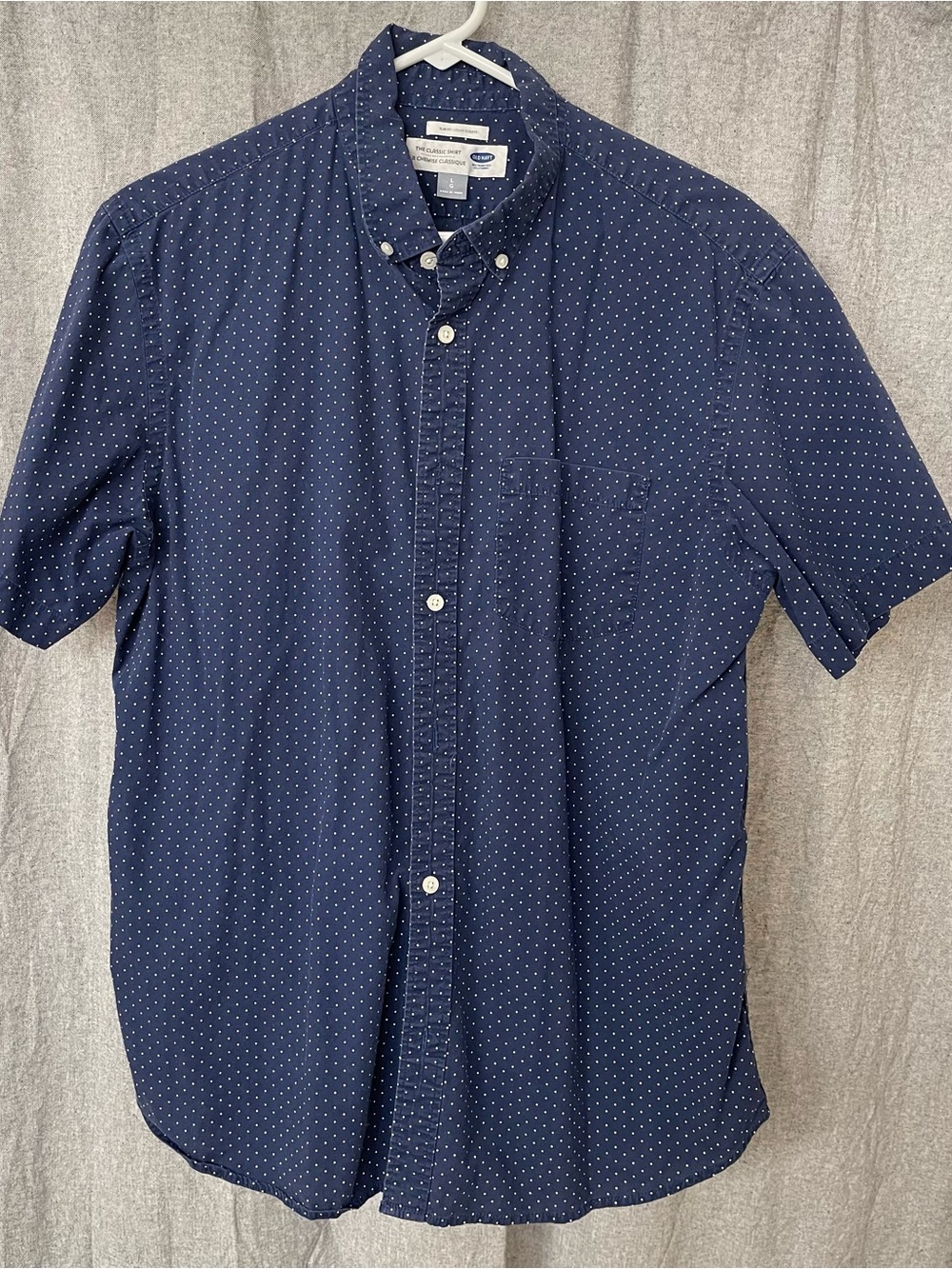 Old Navy Men's Navy Short-Sleeve Dot-Print Button-Down Shirt